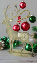 Indlæs billede til gallerivisning Handmade gold and silver metal powder coated reindeers on stand table decoration measuring 41cm- quantity:2
