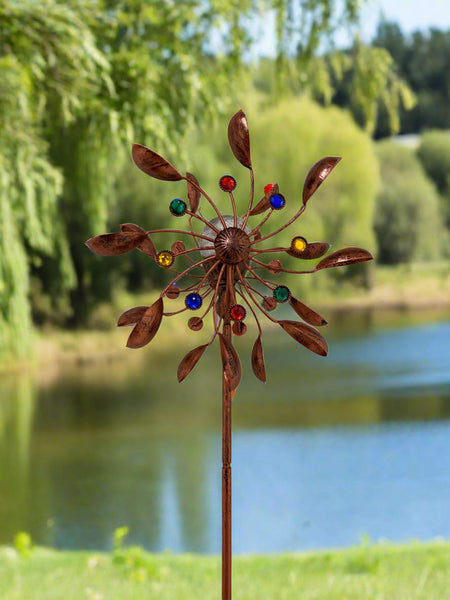 Handmade Chelsea powder coated garden wind sculpture spinner measuring 190cm