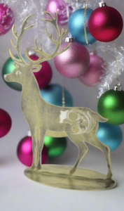 Handmade gold and silver metal powder coated reindeers on stand table decoration measuring 41cm- quantity:2