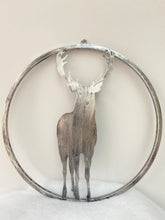 Laden Sie das Bild in den Galerie-Viewer, Handmade reindeer silver wall art for indoors/outdoors 30 x 1 x 32cm
