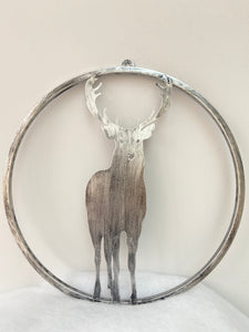 Handmade reindeer silver wall art for indoors/outdoors 30 x 1 x 32cm