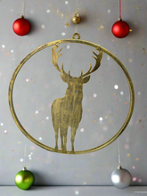 Indlæs billede til gallerivisning Handmade reindeer gold wall art for indoors/outdoors 30 x 1 x 32cm
