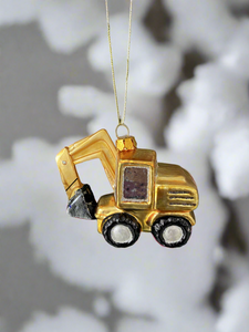 Glass Christmas yellow digger Christmas bauble tree hanging decoration/christmas/seasonal/ glass hanging item