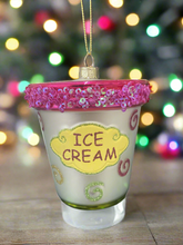 Load image into Gallery viewer, Christmas glass ice cream tub /christmas/seasonal/ glass hanging item
