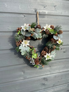 Handmade hanging heart wreath 30 x 29 x 10cm Christmas /seasonal hanging wreath