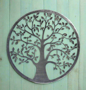 Handmade silver tree of life wall art indoors/outdoors 60cm - Marissa's Garden & Gift