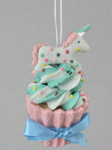 Resin unicorn cupcake Christmas bauble tree hanging decoration/christmas/seasonal/ resin hanging item