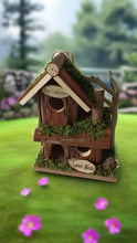 Load image into Gallery viewer, Handmade wooden birdhouse hut with three entrances measuring 16 x 10 x 21cm - Marissa&#39;s Garden &amp; Gift
