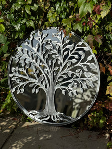 Tree of life silver resin touch Outdoor/Indoor mirror/ mirrored wall art