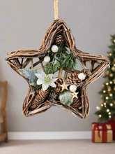 Load image into Gallery viewer, Handmade Hanging star wreath 25 x 25 x 6cm Christmas/seasonal hanging wreath
