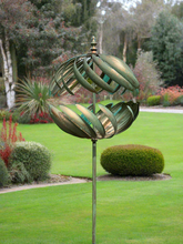 Load image into Gallery viewer, Kenwood Burnished Gold Garden Wind Sculpture Spinner - Marissa&#39;s Garden &amp; Gift
