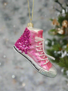 Glass Christmas pink glitter trainer shoe Christmas bauble tree hanging decoration/christmas/seasonal/ glass hanging item