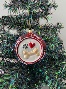 Glass dog bowl Christmas bauble tree hanging decoration/christmas/seasonal/ glass hanging item