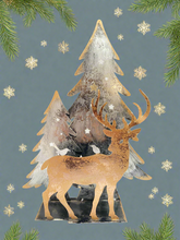 Charger l&#39;image dans la galerie, Handmade Christmas trees and reindeer t-light holder 34 x 10 x 45cm
