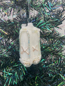 Glass Christmas white ballerina shoes Christmas bauble tree hanging decoration/christmas/seasonal/ glass hanging item