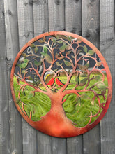 Load image into Gallery viewer, Rusty tree of life with heart and lovebirds wall art peeling effect 60cm acrylic mirror suitable for indoors/outdoors anniversary/birthday gift - Marissa&#39;s Garden &amp; Gift
