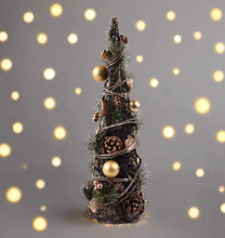 Load image into Gallery viewer, Handmade Christmas tree ornament with baubles 11 x 11 x 35cm
