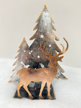 Load image into Gallery viewer, Handmade Christmas trees and reindeer t-light holder 34 x 10 x 45cm
