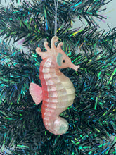 Load image into Gallery viewer, Glass sea horse Christmas bauble tree hanging decoration/christmas/seasonal/ glass hanging item
