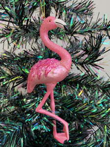 Christmas flamingo hanging decoration/christmas/seasonal/ glass hanging item