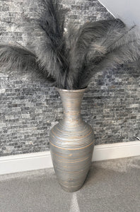 Silver handmade bamboo vase 60cm tall floor or table vase