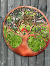 Load image into Gallery viewer, Rusty tree of life with heart and lovebirds wall art peeling effect 60cm acrylic mirror suitable for indoors/outdoors anniversary/birthday gift - Marissa&#39;s Garden &amp; Gift
