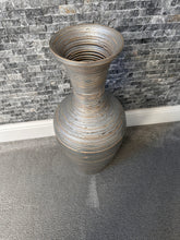 Indlæs billede til gallerivisning Silver handmade bamboo vase 60cm tall floor or table vase
