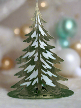 Load image into Gallery viewer, Handmade Christmas metal tree table decoration green with  gold brushed effect 32 x 8 x 40cm
