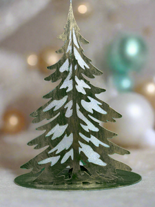 Handmade Christmas metal tree table decoration green with  gold brushed effect 32 x 8 x 40cm