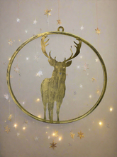 Laden Sie das Bild in den Galerie-Viewer, Handmade reindeer gold wall art for indoors/outdoors 30 x 1 x 32cm
