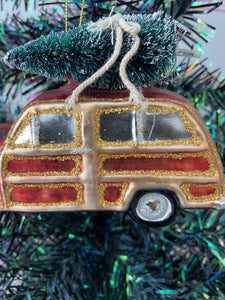 Glass Christmas truck with christmas tree Christmas bauble tree hanging decoration/christmas/seasonal/ glass hanging item