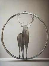 Charger l&#39;image dans la galerie, Handmade reindeer silver wall art for indoors/outdoors 30 x 1 x 32cm
