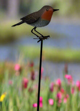 Load image into Gallery viewer, Handmade powder coated Robin on a pole sculpture 130cm tall - Marissa&#39;s Garden &amp; Gift
