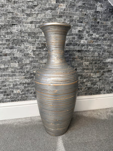 Silver handmade bamboo vase 60cm tall floor or table vase