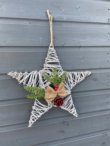 Handmade hanging star wreath 37 x 37 x 8cm seasonal