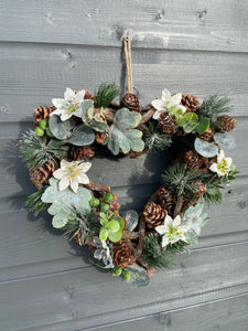 Handmade hanging heart wreath 30 x 29 x 10cm Christmas /seasonal hanging wreath