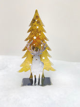 Load image into Gallery viewer, Handmade Christmas tree and reindeer t-light holder
