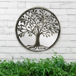 Tree of life silver resin touch Outdoor/Indoor mirror/ mirrored wall art