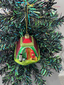 Glass Christmas camping tent/campers tent Christmas bauble tree hanging decoration/christmas/seasonal/ glass hanging item - Marissa's Garden & Gift