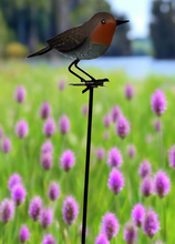 Load image into Gallery viewer, Handmade powder coated Robin on a pole sculpture 130cm tall - Marissa&#39;s Garden &amp; Gift
