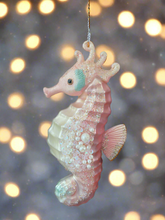 Load image into Gallery viewer, Glass sea horse Christmas bauble tree hanging decoration/christmas/seasonal/ glass hanging item
