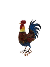 Load image into Gallery viewer, Garden metal cockerel/ hen red and blue named Isaac measuring 16 x32 x 45cm - Marissa&#39;s Garden &amp; Gift
