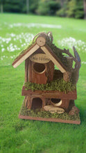 Load image into Gallery viewer, Handmade wooden birdhouse hut with three entrances measuring 16 x 10 x 21cm - Marissa&#39;s Garden &amp; Gift
