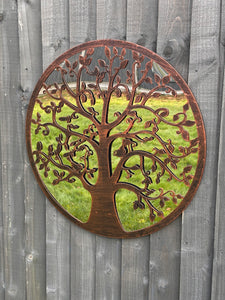 Handmade 60cm bronze with black touch metal Wall Plaque with acrylic mirror, colourful Metal, Garden/indoor Wall Art powder coated steel - Marissa's Garden & Gift