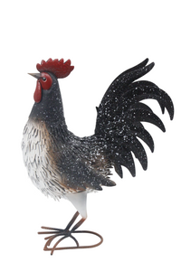 Garden metal cockerel/ hen white and black with white Specs named Daisy - Marissa's Garden & Gift