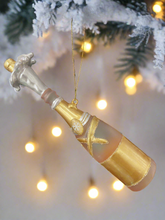 Load image into Gallery viewer, Glass champagne bottle bauble tree hanging decoration/christmas/seasonal/ glass hanging item
