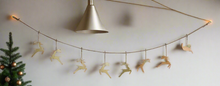 Load image into Gallery viewer, Handmade powder coated hanging gold reindeer garland measuring 150 x 22x 1cm
