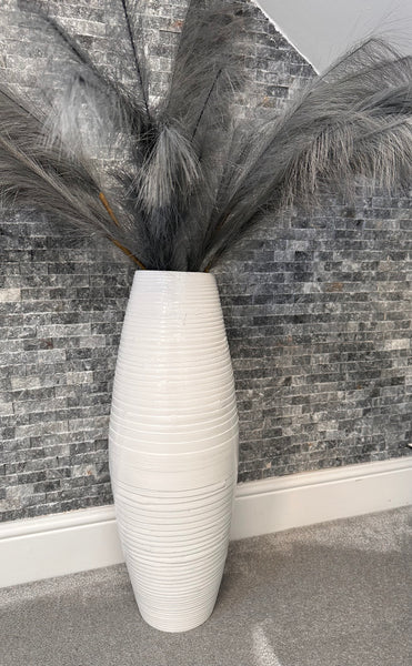 Handmade 60cm tall white washed modern bamboo vase