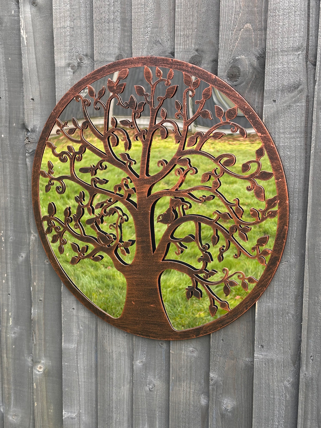 Handmade 60cm bronze with black touch metal Wall Plaque with acrylic mirror, colourful Metal, Garden/indoor Wall Art powder coated steel - Marissa's Garden & Gift