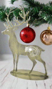 Handmade gold and silver metal powder coated reindeers on stand table decoration measuring 41cm- quantity:2